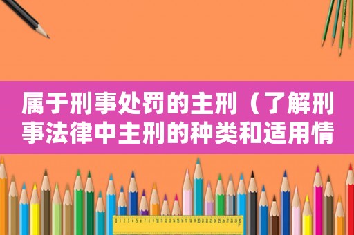 屬于刑事處罰的主刑（了解刑事法律中主刑的種類和適用情況）