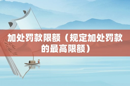 加處罰款限額（規定加處罰款的最高限額）
