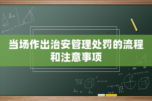 當場作出治安管理處罰的流程和注意事項