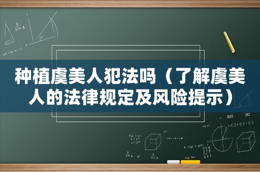 種植虞美人犯法嗎（了解虞美人的法律規定及風險提示）