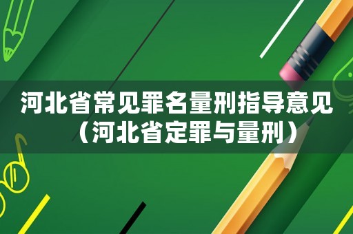 河北省常見罪名量刑指導意見（河北省定罪與量刑）
