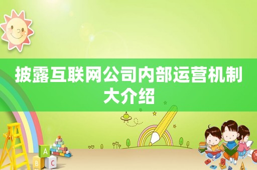 披露互聯網公司內部運營機制大介紹