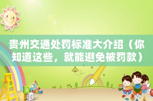 貴州交通處罰標準大介紹（你知道這些，就能避免被罰款）
