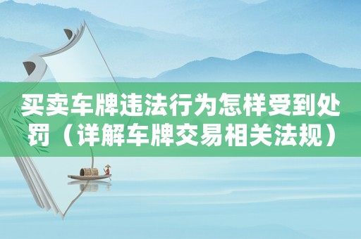 買賣車牌違法行為怎樣受到處罰（詳解車牌交易相關法規）