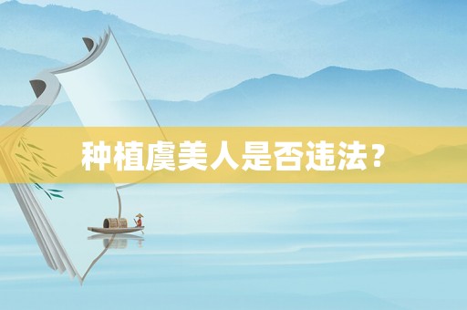 種植虞美人是否違法？