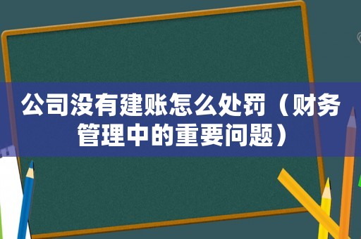 公司沒有建賬怎么處罰（財務管理中的重要問題）