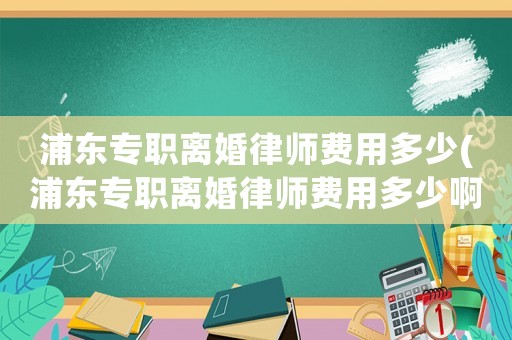 浦東專職離婚律師費用多少(浦東專職離婚律師費用多少啊)