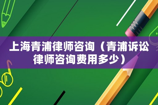 上海青浦律師咨詢（青浦訴訟律師咨詢費用多少）