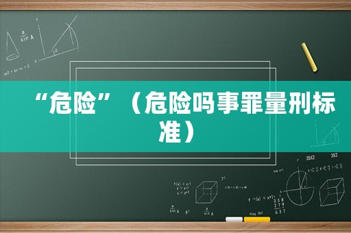 “危險”（危險嗎事罪量刑標準）
