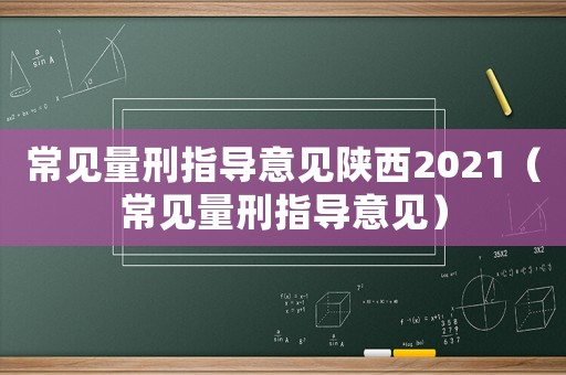 常見量刑指導意見陜西2021（常見量刑指導意見）