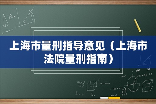 上海市量刑指導(dǎo)意見（上海市法院量刑指南）