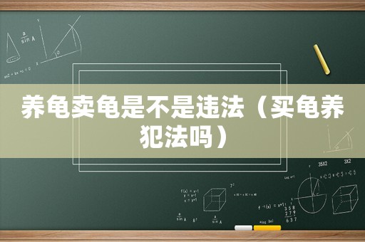 養(yǎng)龜賣龜是不是違法（買龜養(yǎng)犯法嗎）