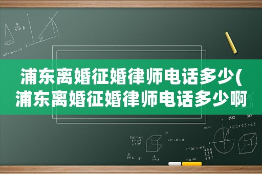 浦東離婚征婚律師電話多少(浦東離婚征婚律師電話多少啊)