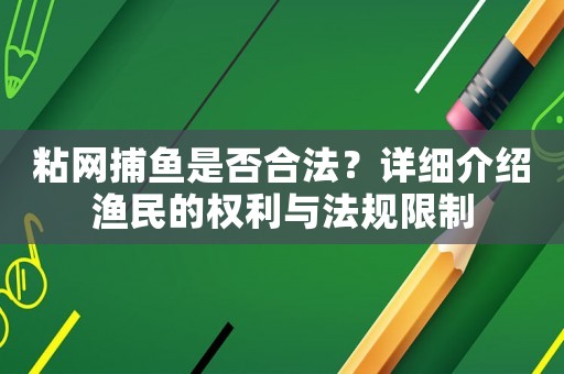 粘網(wǎng)捕魚是否合法？詳細(xì)介紹漁民的權(quán)利與法規(guī)限制