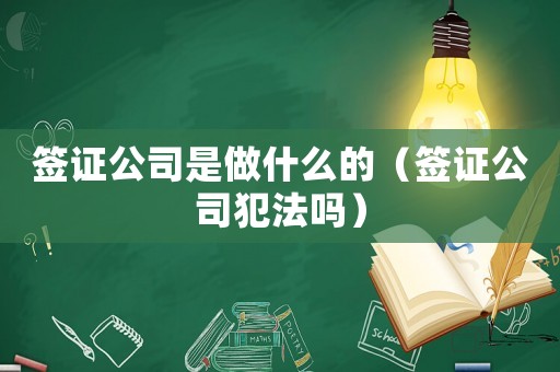 簽證公司是做什么的（簽證公司犯法嗎）
