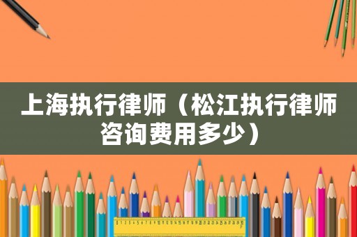 上海執(zhí)行律師（松江執(zhí)行律師咨詢費(fèi)用多少）