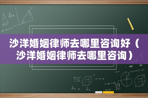 沙洋婚姻律師去哪里咨詢好（沙洋婚姻律師去哪里咨詢）
