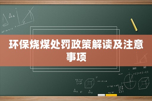 環保燒煤處罰政策解讀及注意事項