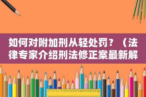 如何對附加刑從輕處罰？（法律專家介紹刑法修正案最新解讀）