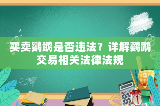 買賣鸚鵡是否違法？詳解鸚鵡交易相關(guān)法律法規(guī)