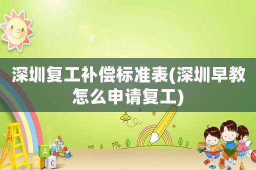 深圳復工補償標準表(深圳早教怎么申請復工)