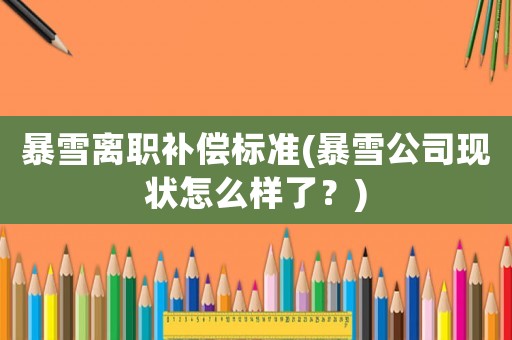 暴雪離職補償標準(暴雪公司現狀怎么樣了？)
