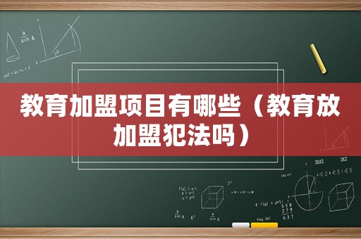 教育加盟項目有哪些（教育放加盟犯法嗎）