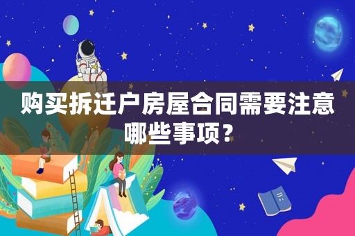 購買拆遷戶房屋合同需要注意哪些事項？