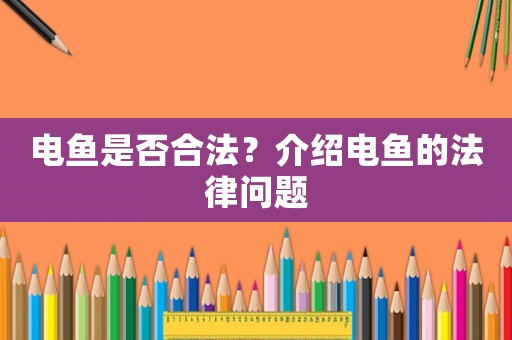 電魚是否合法？介紹電魚的法律問題