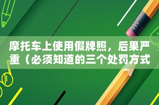 摩托車上使用假牌照，后果嚴(yán)重（必須知道的三個(gè)處罰方式）