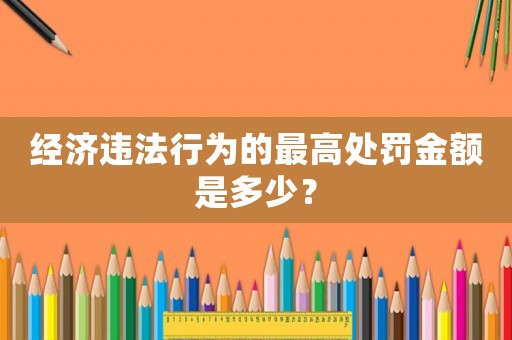 經濟違法行為的最高處罰金額是多少？