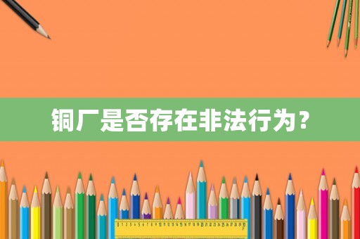 銅廠是否存在非法行為？