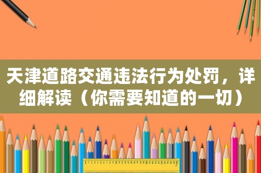 天津道路交通違法行為處罰，詳細(xì)解讀（你需要知道的一切）