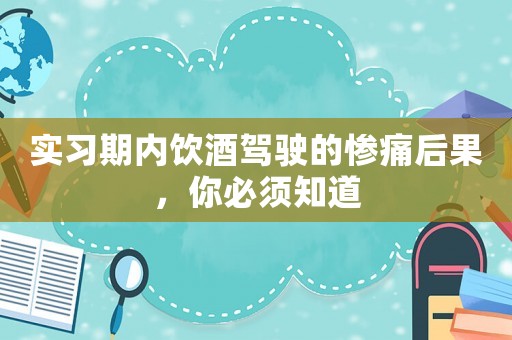實習期內飲酒駕駛的慘痛后果，你必須知道