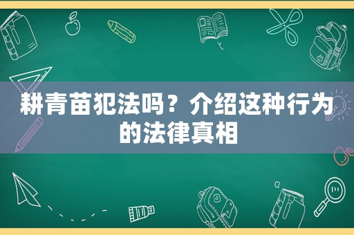 耕青苗犯法嗎？介紹這種行為的法律真相