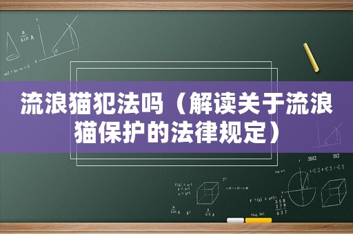 流浪貓犯法嗎（解讀關(guān)于流浪貓保護(hù)的法律規(guī)定）