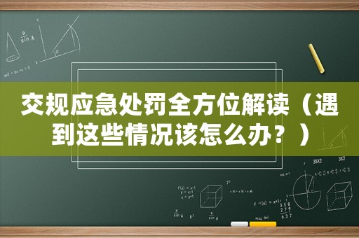 交規應急處罰全方位解讀（遇到這些情況該怎么辦？）
