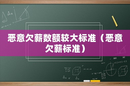 惡意欠薪數(shù)額較大標(biāo)準(zhǔn)（惡意欠薪標(biāo)準(zhǔn)）
