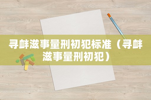 尋釁滋事量刑初犯標準（尋釁滋事量刑初犯）