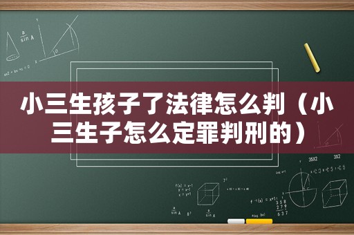 小三生孩子了法律怎么判（小三生子怎么定罪判刑的）