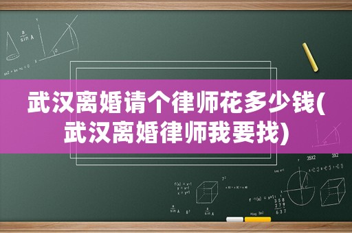武漢離婚請個律師花多少錢(武漢離婚律師我要找)