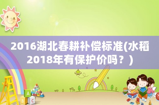 2016湖北春耕補償標準(水稻2018年有保護價嗎？)