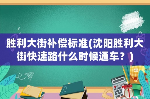 勝利大街補償標準(沈陽勝利大街快速路什么時候通車？)