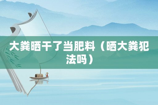 大糞曬干了當肥料（曬大糞犯法嗎）