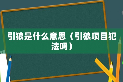 引狼是什么意思（引狼項(xiàng)目犯法嗎）