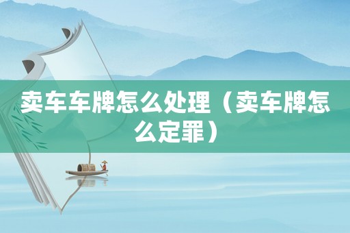 賣車車牌怎么處理（賣車牌怎么定罪）
