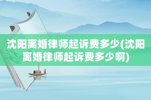 沈陽離婚律師起訴費多少(沈陽離婚律師起訴費多少啊)