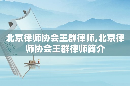 北京律師協會王群律師,北京律師協會王群律師簡介