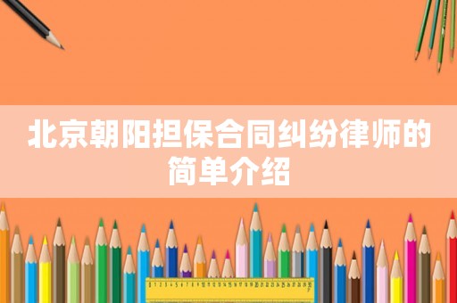 北京朝陽擔保合同糾紛律師的簡單介紹