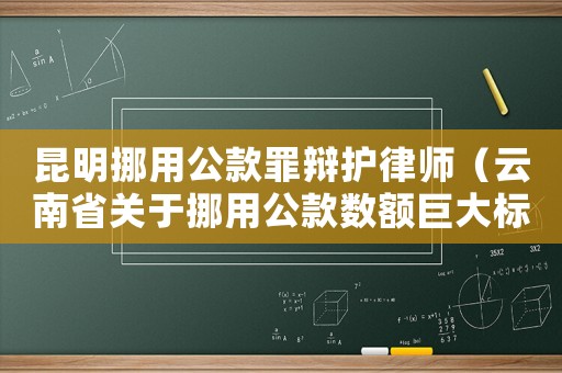 昆明挪用公款罪辯護律師（云南省關于挪用公款數額巨大標準）